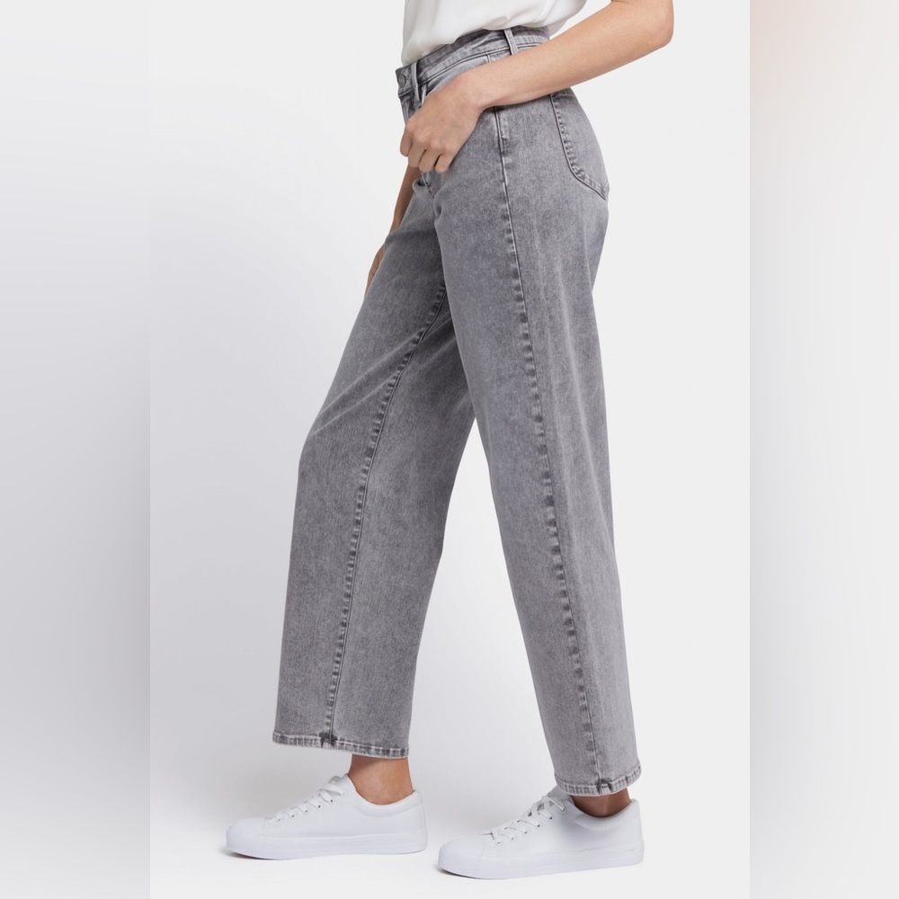 NYDJ Jemma Barrel High Rise Jeans Grey Premium Stretch Denim Women’s Size 10 - Picture 2 of 10